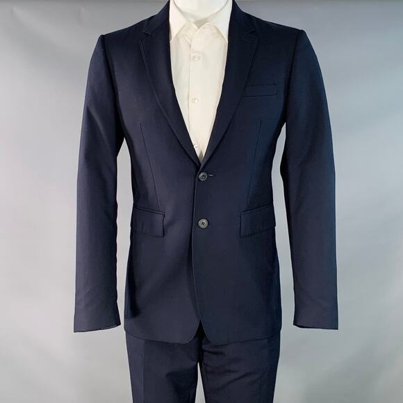 BURBERRY LONDON Size 38 Navy Wool Notch Lapel Flat Front Suit - Picture 1 of 13